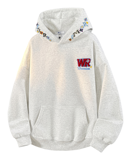 Warrior Warrior American Basic Retro Fun Embroidered Letter Logo Loose Casual Trend Versatile Windproof College Style Sports Couple Hooded Long Sleeve Thick Velvet Hoodie for Men and Women  vjsneaker.com