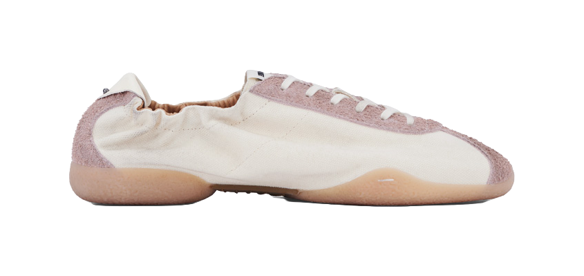 Abrasion-resistant low-top casual shoes, off-white upper with mauve-pink toe cap