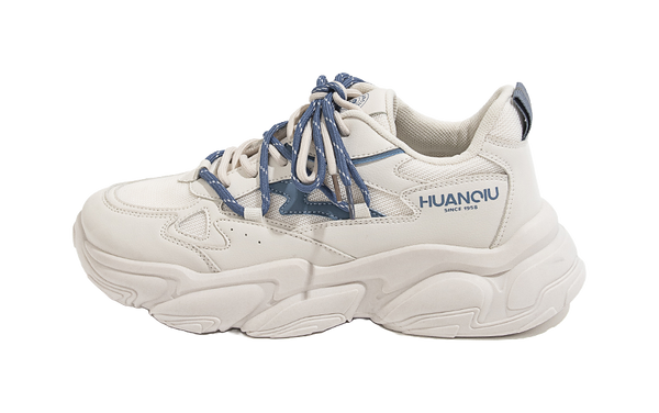HUANQIU Low top Chunky Sneakers Men's Beige Blue 