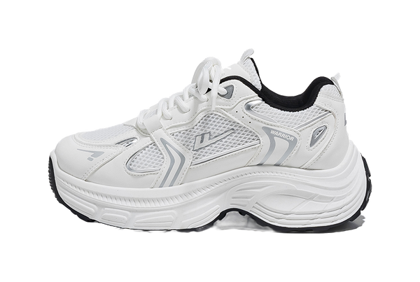 Warrior Low top Chunky Sneakers Women's White Silver 