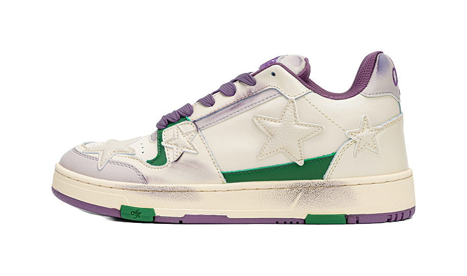 KAALIXTO Help Stars Shoes Cow Leather Abrasion Resistant Skateboard Shoes Unisex Purple