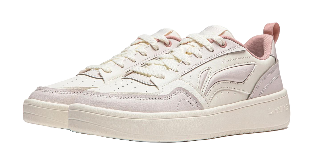LiNing Yuanbao V2 Slip Resistant Cushioning Abrasion Resistant Low Top Skateboard Shoes Women's White Pink 