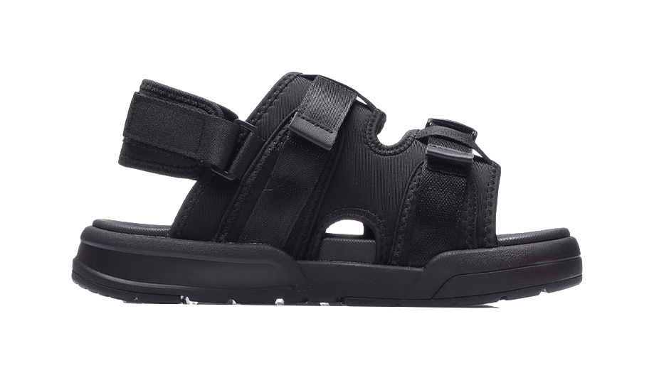 Men's black sport sandals with two wide adjustable straps and cushioned sole