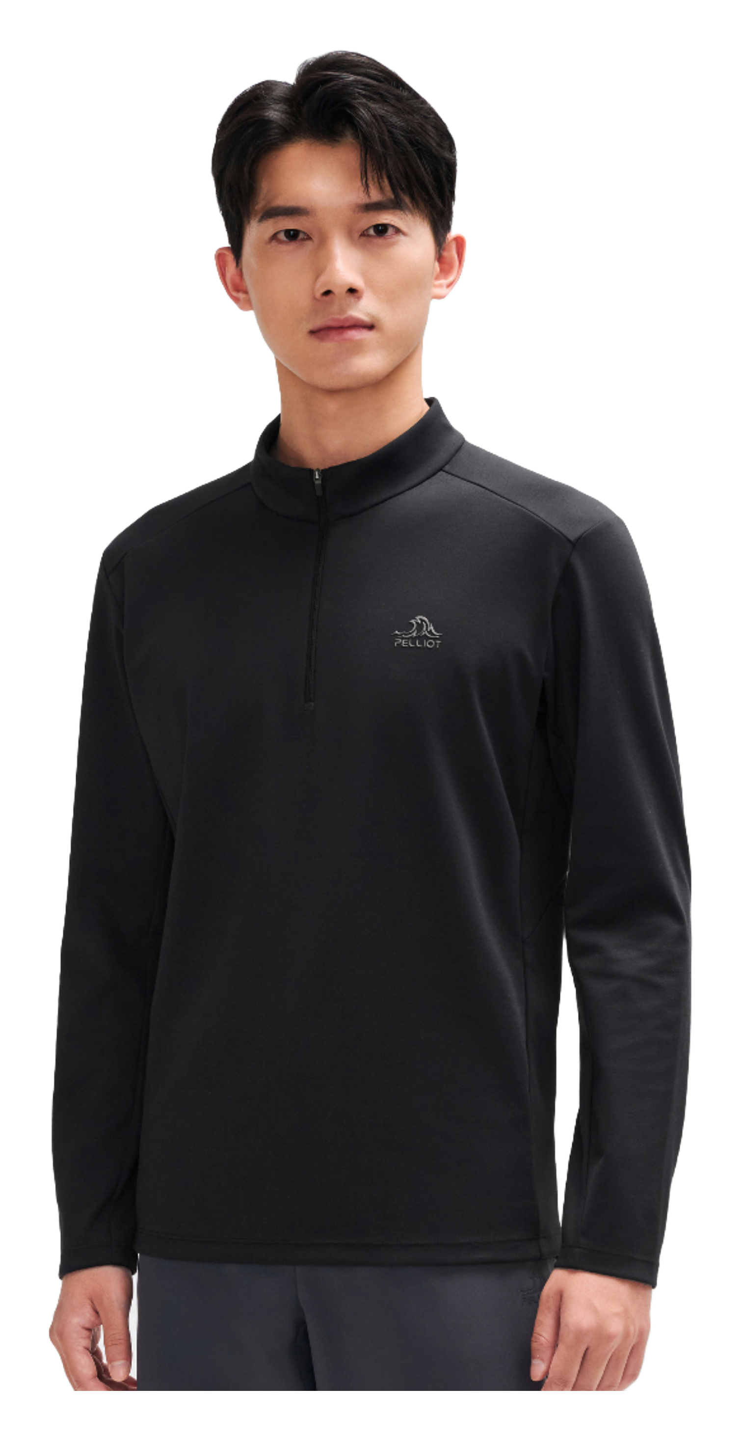 Boxi and PELLIOT outdoor long sleeved Polygiene antibacterial sports elastic top, casual, comfortable, skin friendly, warm, semi high neck sweatshirt, base T-shirt for men  vjsneaker.com