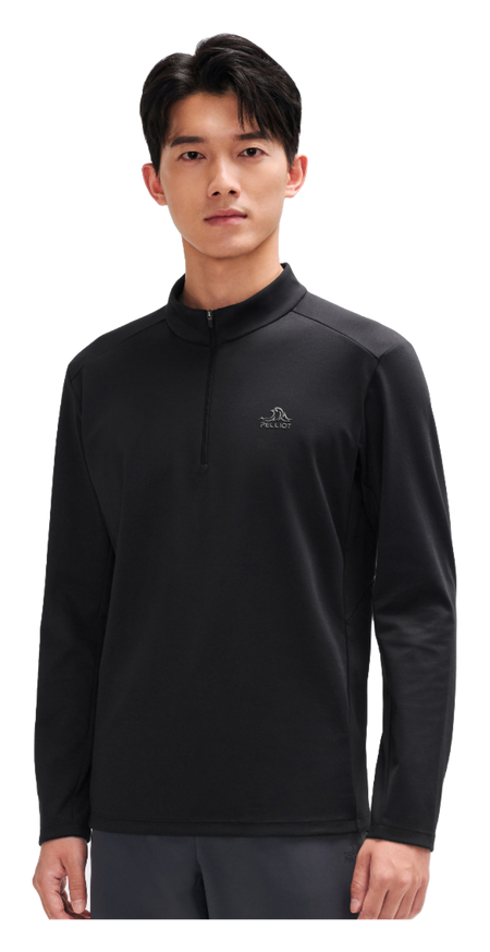 Boxi and PELLIOT outdoor long sleeved Polygiene antibacterial sports elastic top, casual, comfortable, skin friendly, warm, semi high neck sweatshirt, base T-shirt for men  vjsneaker.com