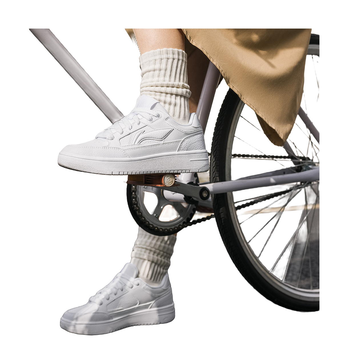 Li Ning Tianji Slip Resistant, Abrasion Resistant, Height Increasing Low top Skateboard Shoes Womens Standard White  VJSNEAKER