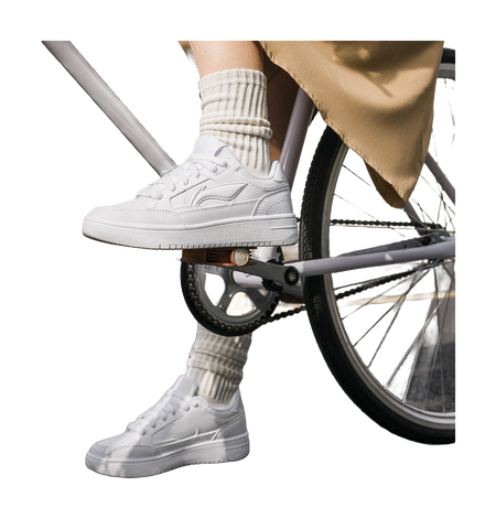 Li Ning Tianji Slip Resistant, Abrasion Resistant, Height Increasing Low top Skateboard Shoes Womens Standard White  VJSNEAKER