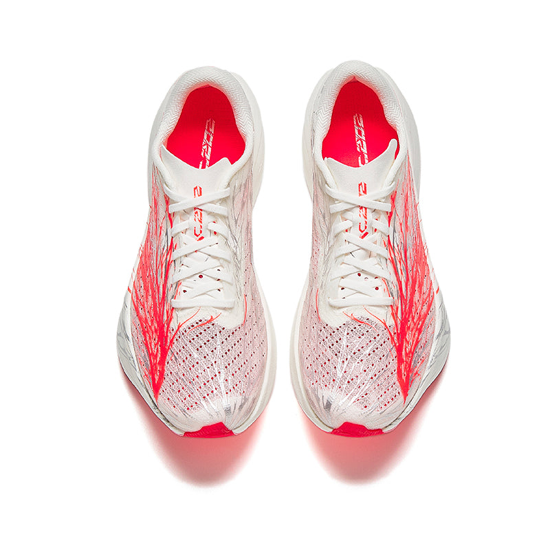 Anta C202 7.0 Synthetic Leather Low top Running Shoes Mens Papyrus White/Neon Bright Dark Red/Silver  vjsneaker.com