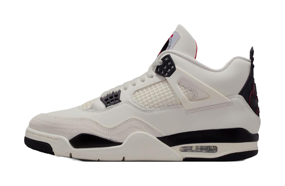 Jordan Air Jordan 4 Support Mid top Vintage Basketball Shoes Mens White Black Red  vjsneaker.com