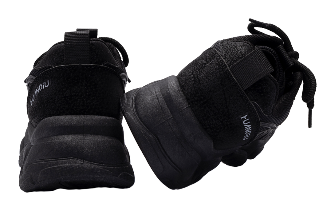 HUANQIU Slip Resistant Coverage Lightweight Height Increasing Low top Chunky Sneakers Men's Black 