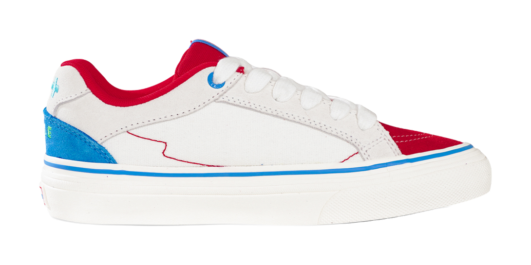 Ollieskate Slip Resistant, Abrasion Resistant, Lightweight Low top Skateboard Shoes Unisex White Blue Red 