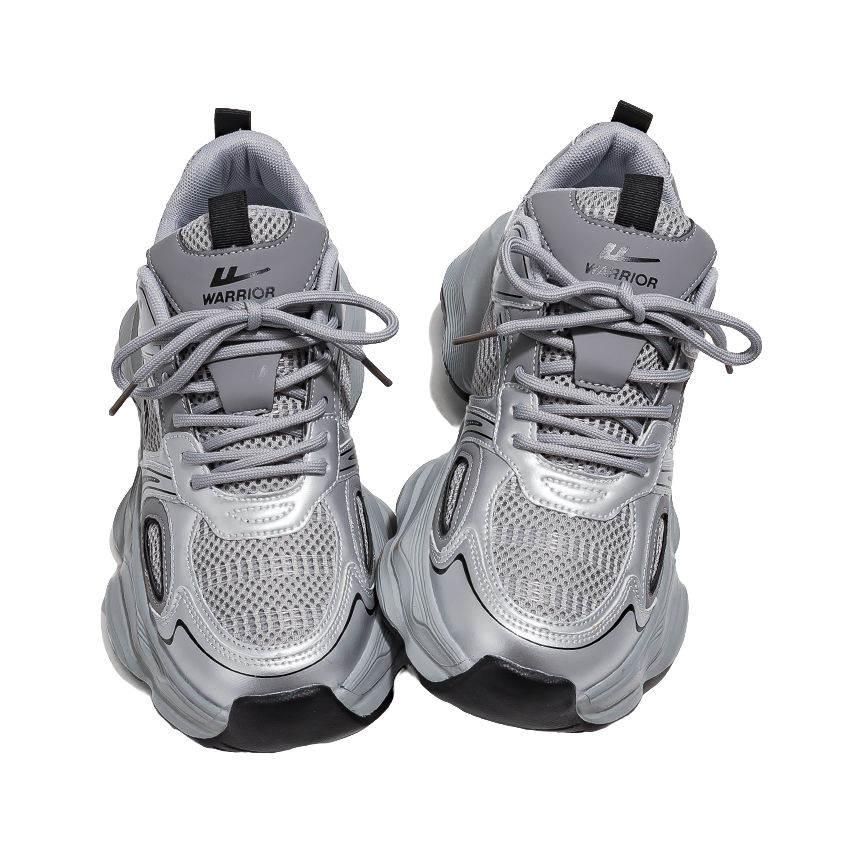 Warrior Slip Resistant, Abrasion Resistant, Breathable Low top Chunky Sneakers Men's Gray Silver 