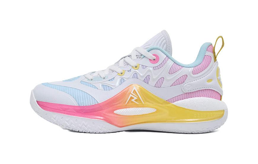 Rigorer Reeves second-generation AR2 ice cream is comfortable, versatile, trendy, anti slip, shock-absorbing, wear-resistant, low top basketball shoe powder, white and yellow children's style  VJSNEAKER