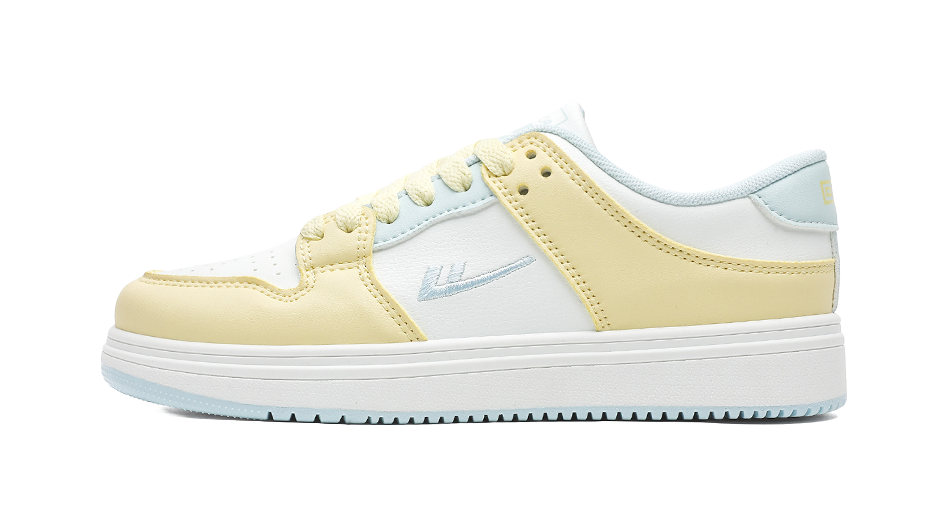 Warrior Abrasion Resistant, Lightweight, And Breathable Low top Skateboard Shoes Women's White Yellow Blue 