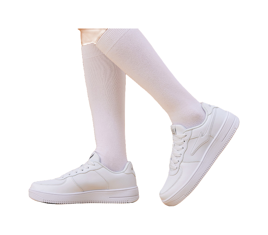 Erke Air Force One Slip Resistant Abrasion Resistant Low top Skateboard Shoes Women's True White Bright Silver 