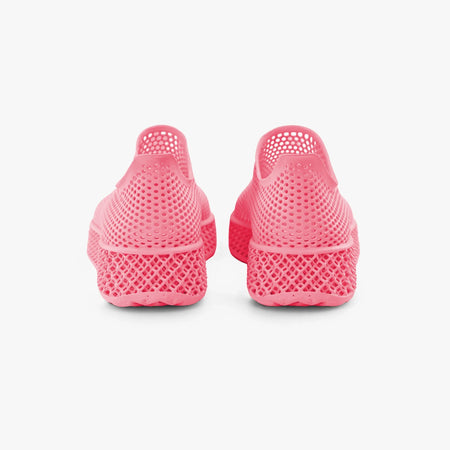 3D-printed casual sneakers, pink mesh heel view with slip-on back