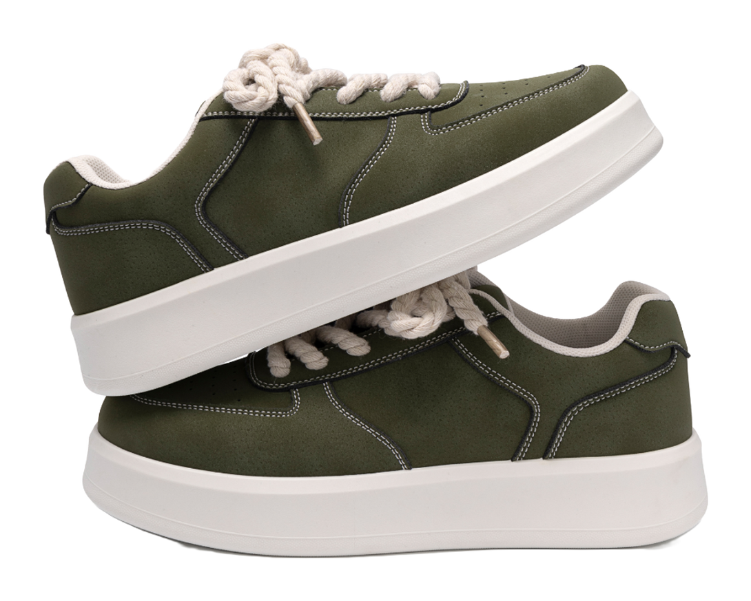 HUANQIU Air Force 1 Coverage Lightweight Height Increasing Low top Skateboard Shoes Men's Black 