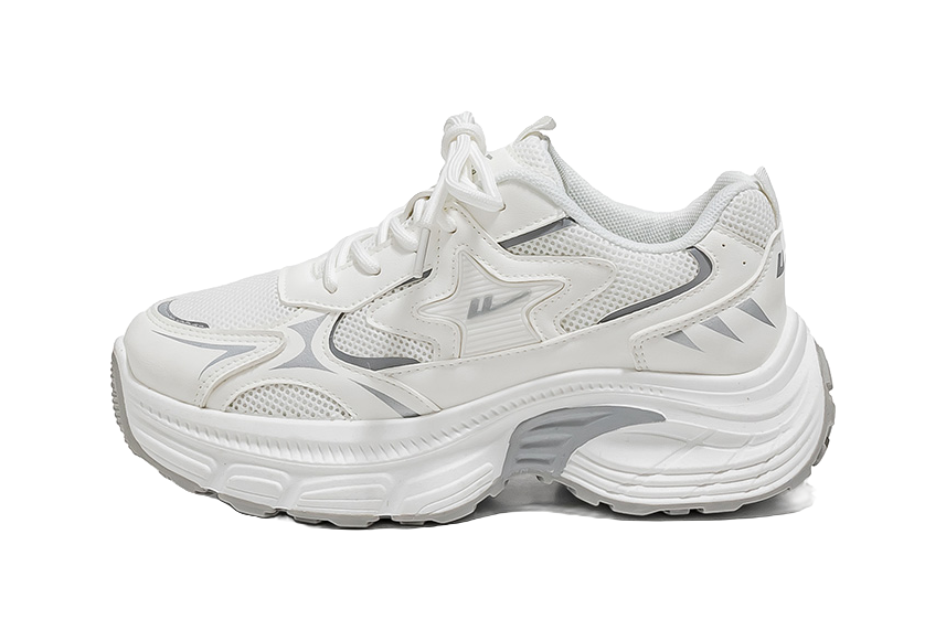 Warrior Low top Chunky Sneakers Womens Silver Gray Black  vjsneaker.com