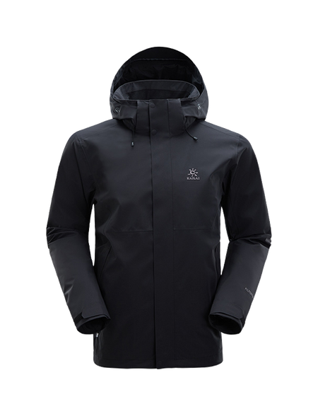 Men's hooded windbreaker jacket in black with full-length zipper and zip pockets