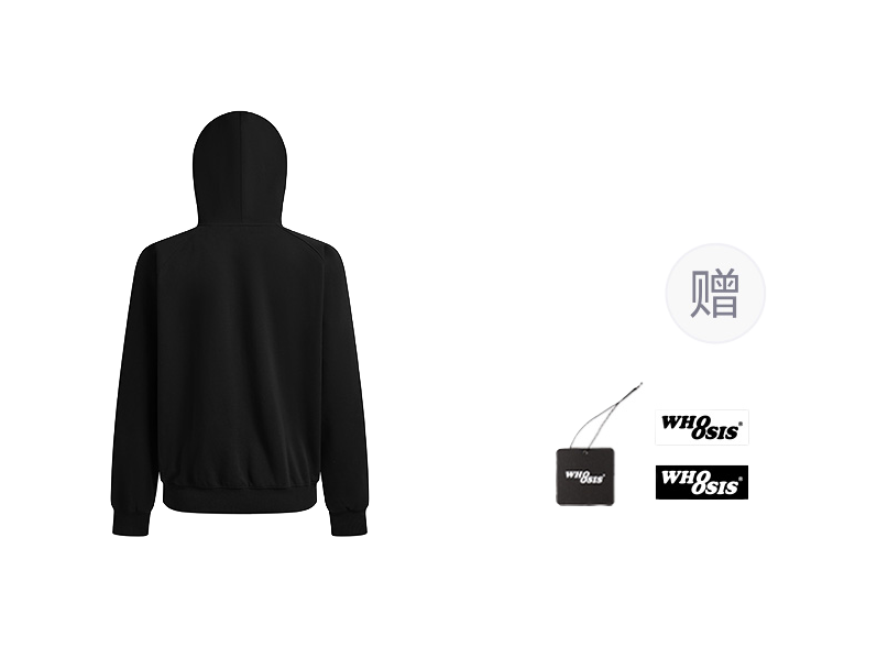 WHOOSIS letter embroidered LOGO hooded cover, classic and versatile, loose fit, campus multi-color, autumn and winter long sleeves with fleece hoodie, unisex  vjsneaker.com