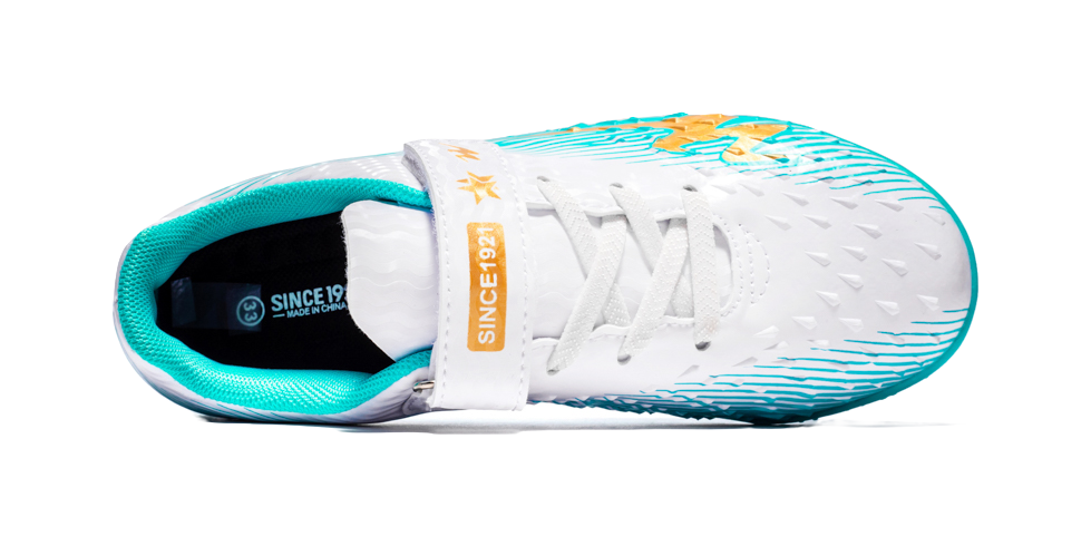 Double Star TF Broken Nail Sports Leisure Non slip Anti kick Lightweight Shock Absorbent Low cut Football Shoes White Moon Orange Children's Edition  VJSNEAKER