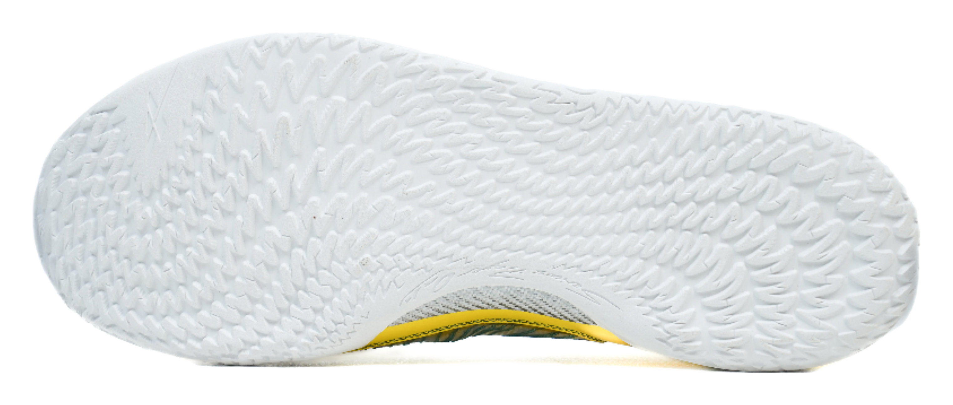 Basketball shoe outsole in white with textured grip pattern