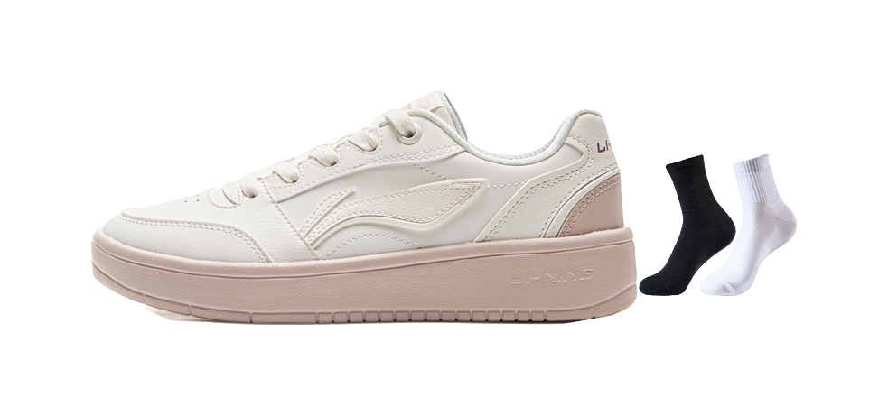 LiNing Yuanbao V3 Anti Slip Wear Resistant Low Top Skateboard Shoes Women's Mist White Silent Purple 