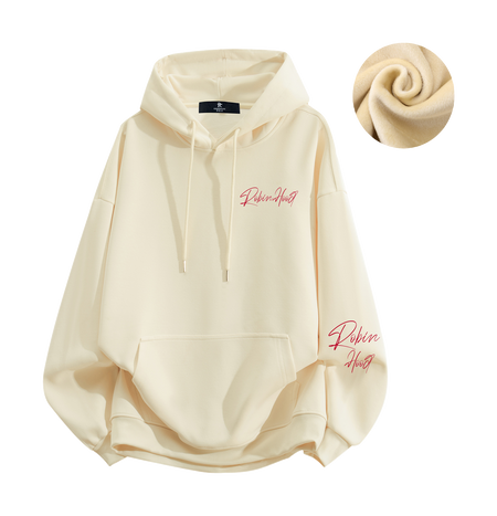 Robin Hood American Hoodie with Velvet Thick Letter Signature Personalized Style Design Feel Loose and Casual Versatile Student Party Lazy Style Hoodie for Women  vjsneaker.com