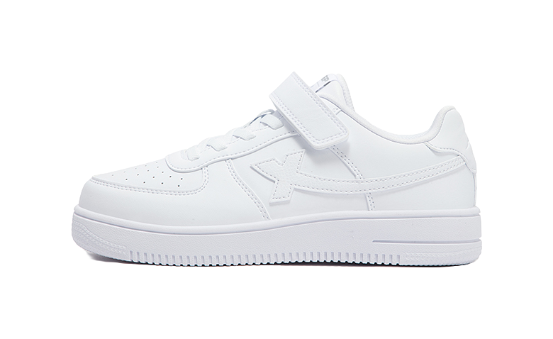 XTEP Air Force 1 Synthetic Leather Breathable Low top Kids Skateboarding Shoes New White Kids  VJSNEAKER