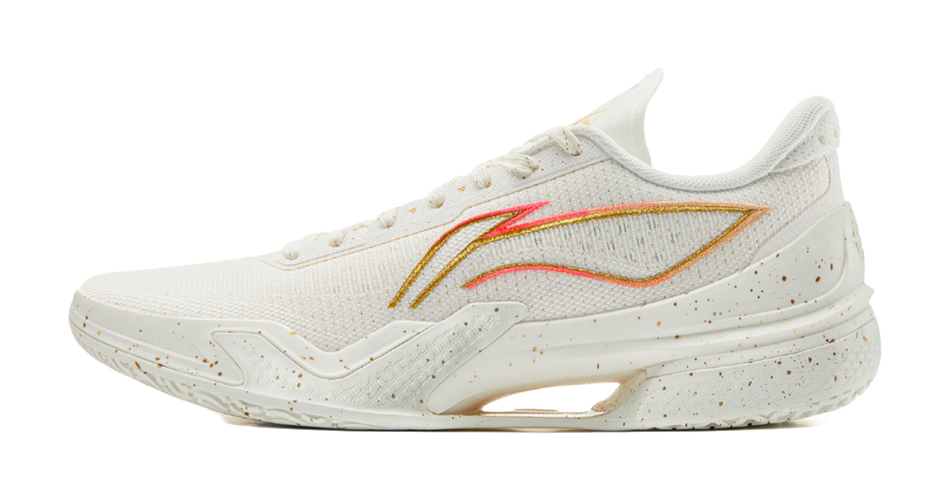 LiNing Knife 5 Slip Resistant Coverage Lightweight Rebound Low top Performance Basketball Shoes Mens White Gold  VJSNEAKER