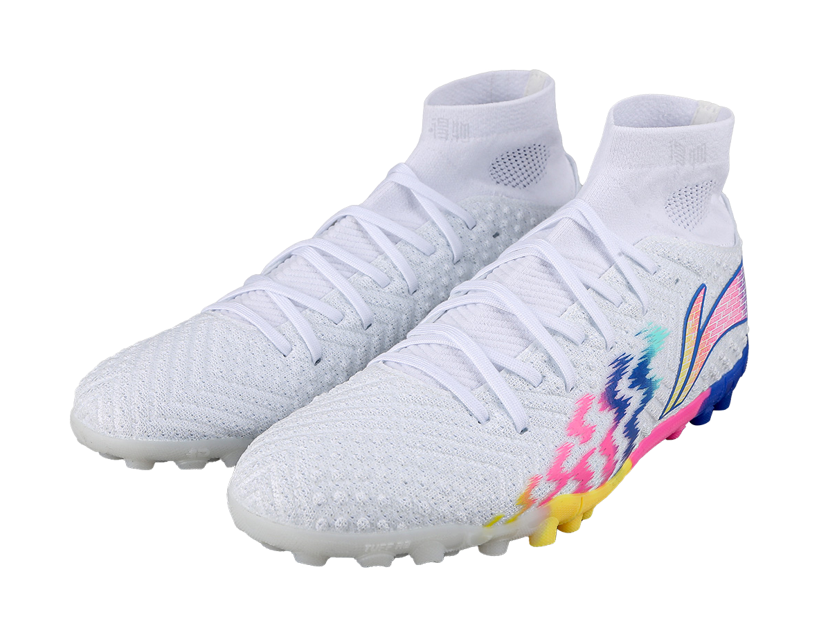 Li-Ning Lightning 2 Pro "Blue Multi White" YSTU021-2 - Hi-Top TF Soccer Cleat Unisex Blue Multi White