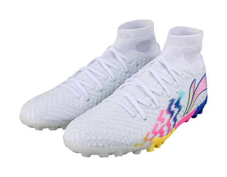 Li-Ning Lightning 2 Pro "Blue Multi White" YSTU021-2 - Hi-Top TF Soccer Cleat Unisex Blue Multi White