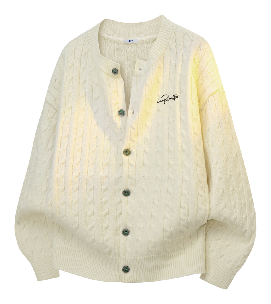 Warrior Power Simple Retro Cleanfit American Zipper Cardigan Basic Edition Warm, Soft, Comfortable Skin friendly Non stick Embroidered Sweater Knitted Sweater Unisex  vjsneaker.com