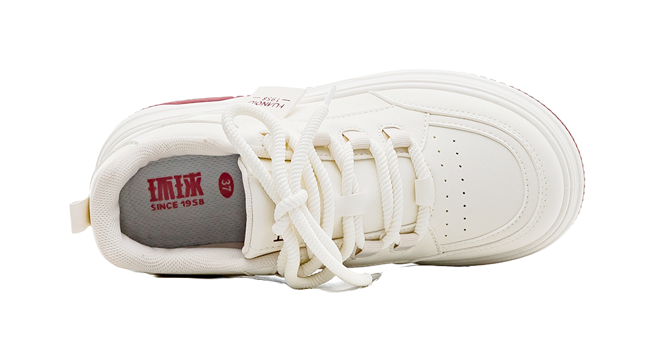 HUANQIU Anti-Slip And Wear-Resistant Lightweight Low-Top Skateboard Shoes Women's White Red 