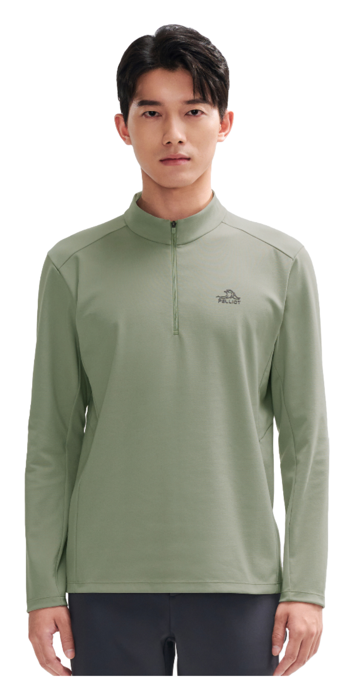 Boxi and PELLIOT outdoor long sleeved Polygiene antibacterial sports elastic top, casual, comfortable, skin friendly, warm, semi high neck sweatshirt, base T-shirt for men  vjsneaker.com