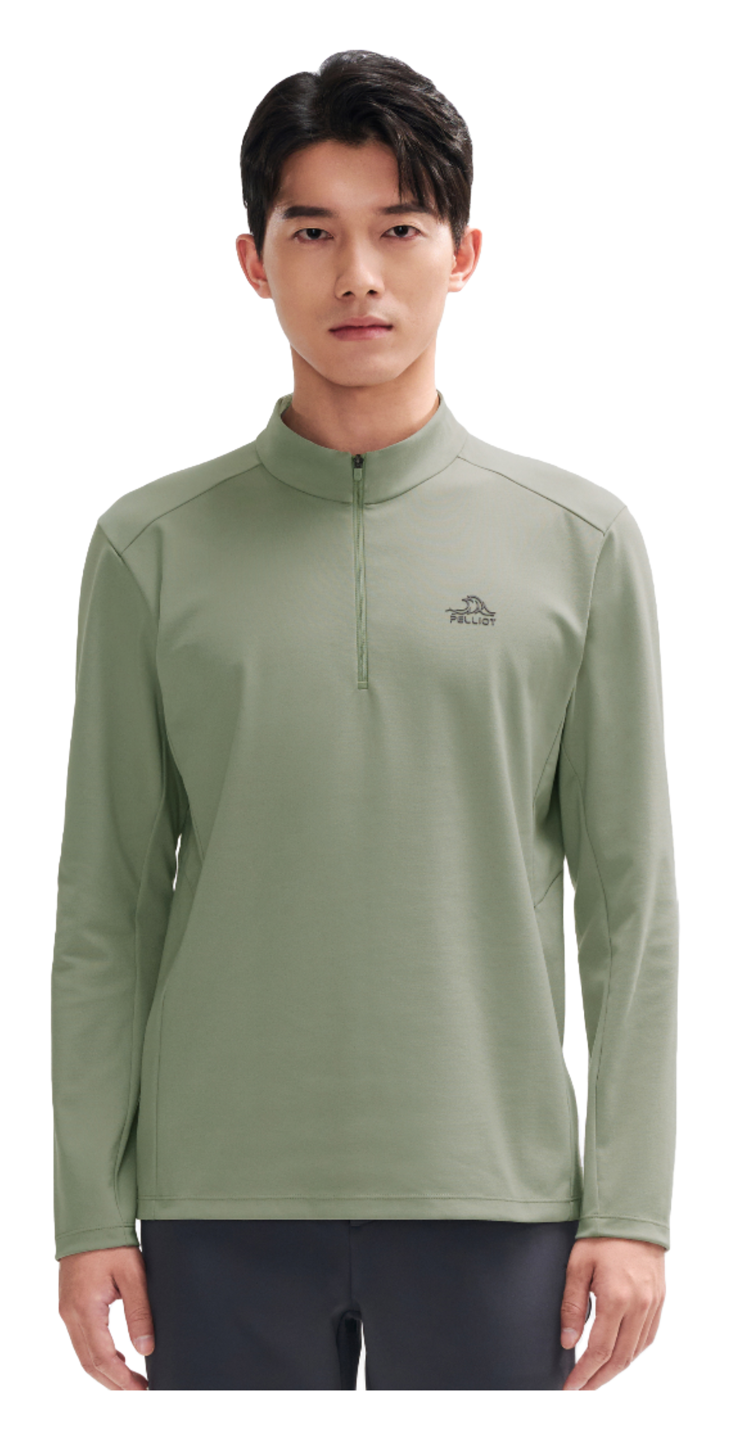 Boxi and PELLIOT outdoor long sleeved Polygiene antibacterial sports elastic top, casual, comfortable, skin friendly, warm, semi high neck sweatshirt, base T-shirt for men  vjsneaker.com