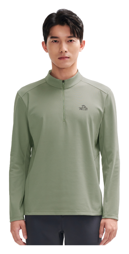 Boxi and PELLIOT outdoor long sleeved Polygiene antibacterial sports elastic top, casual, comfortable, skin friendly, warm, semi high neck sweatshirt, base T-shirt for men  vjsneaker.com