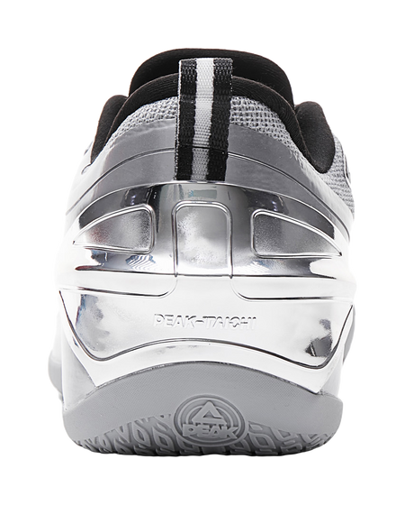 Peak style extreme general silver wing color scheme big triangle design carbon plate extreme+P-SOON technology midsole lightweight rebound GCU anti-skid outsole shock absorption, anti slip, wear-resistant and impact resistant basketball shoes men's g  vjsneaker.com