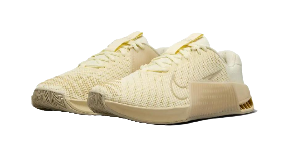 Nike Metcon 9 Slip Resistant Abrasion Resistant Low top Training Shoes Womens Beige Yellow  vjsneaker.com