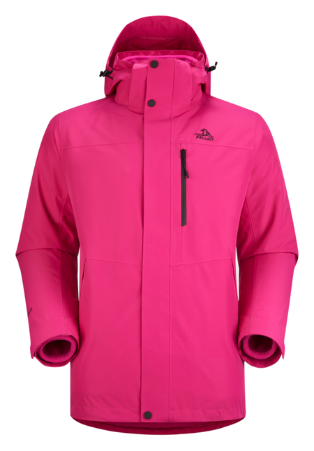 Men's PELLIOT windbreaker jacket, fuchsia pink with hood and front zip