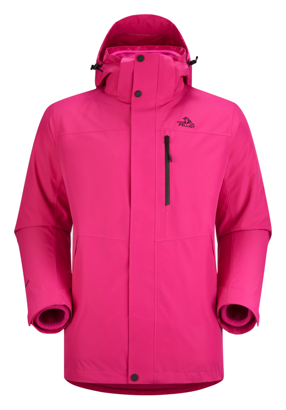 Men's PELLIOT windbreaker jacket, fuchsia pink with hood and front zip