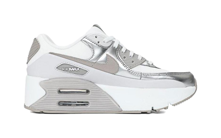 Nike Air Max 90 LV8 Summit White Vast Grey Metallic Platinum College Grey Womens  vjsneaker.com
