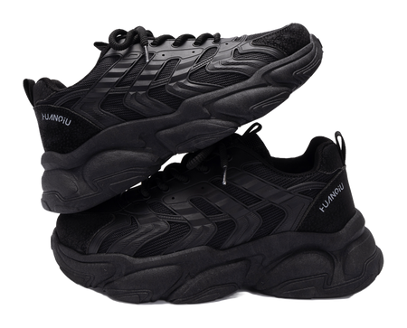 HUANQIU Slip Resistant Coverage, Lightweight, Height Increasing Low top Chunky Sneakers Mens Black  vjsneaker.com