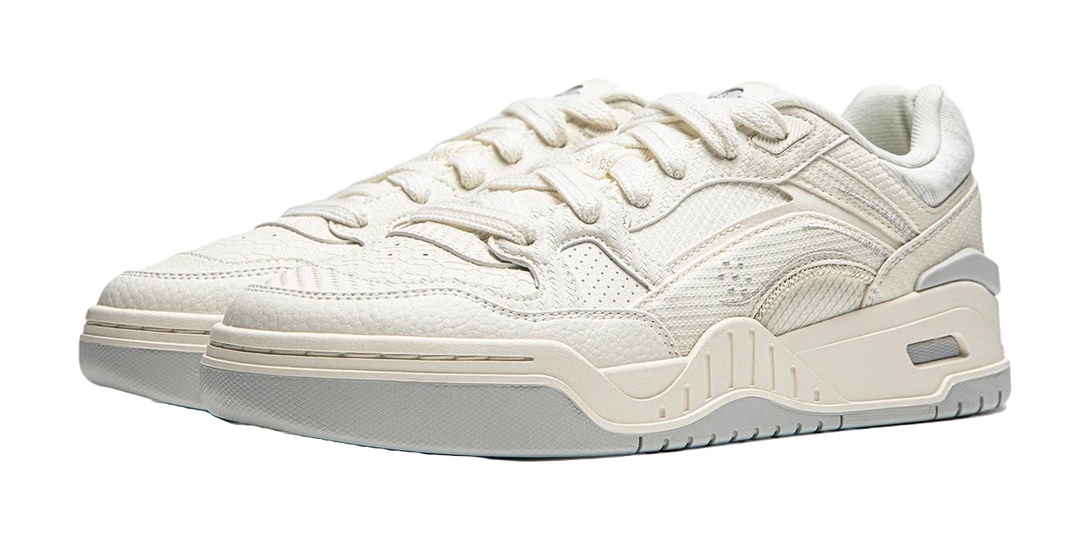 LiNing Moon White 2.0 Anti Slip Wear Resistant Breathable Height Increasing Low Top Skateboard Shoes Men's Ecru 