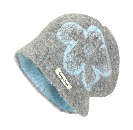 CMFY Korean Ins personality show face small flower head cap, autumn and winter warm atmosphere feeling, knitted cold cap, polyester fiber wool cap, unisex couple style  vjsneaker.com