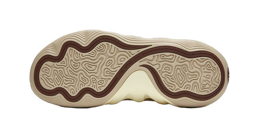 Men's low-top basketball shoes outsole, tan and brown textured traction tread