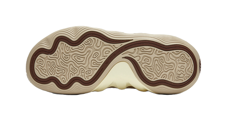Men's low-top basketball shoes outsole, tan and brown textured traction tread