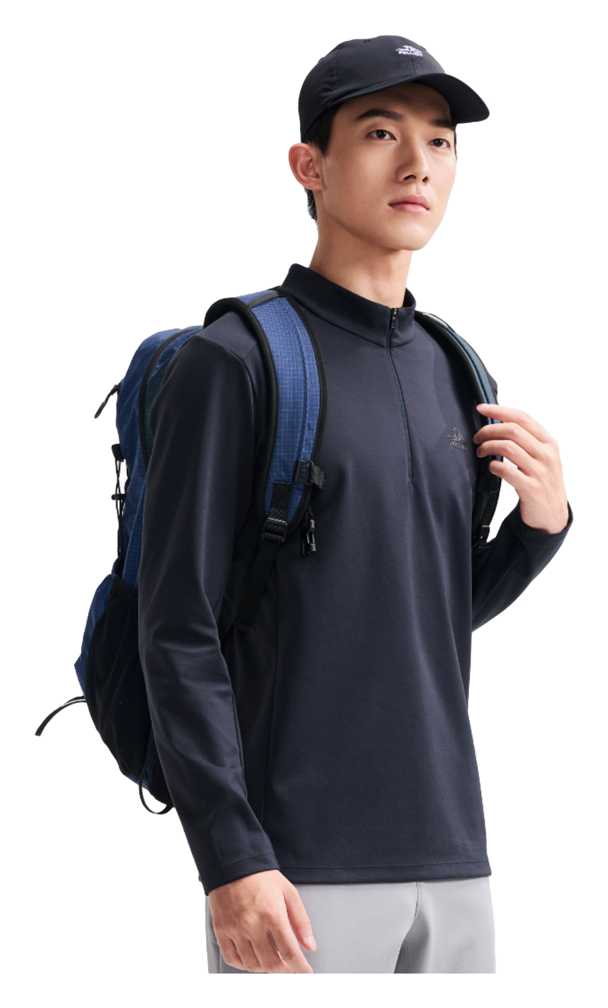Boxi and PELLIOT outdoor long sleeved Polygiene antibacterial sports elastic top, casual, comfortable, skin friendly, warm, semi high neck sweatshirt, base T-shirt for men  vjsneaker.com