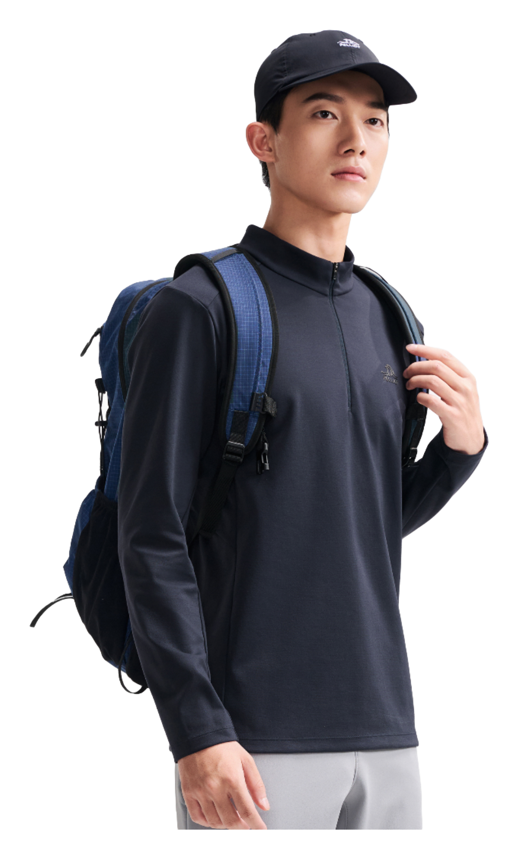 Boxi and PELLIOT outdoor long sleeved Polygiene antibacterial sports elastic top, casual, comfortable, skin friendly, warm, semi high neck sweatshirt, base T-shirt for men  vjsneaker.com