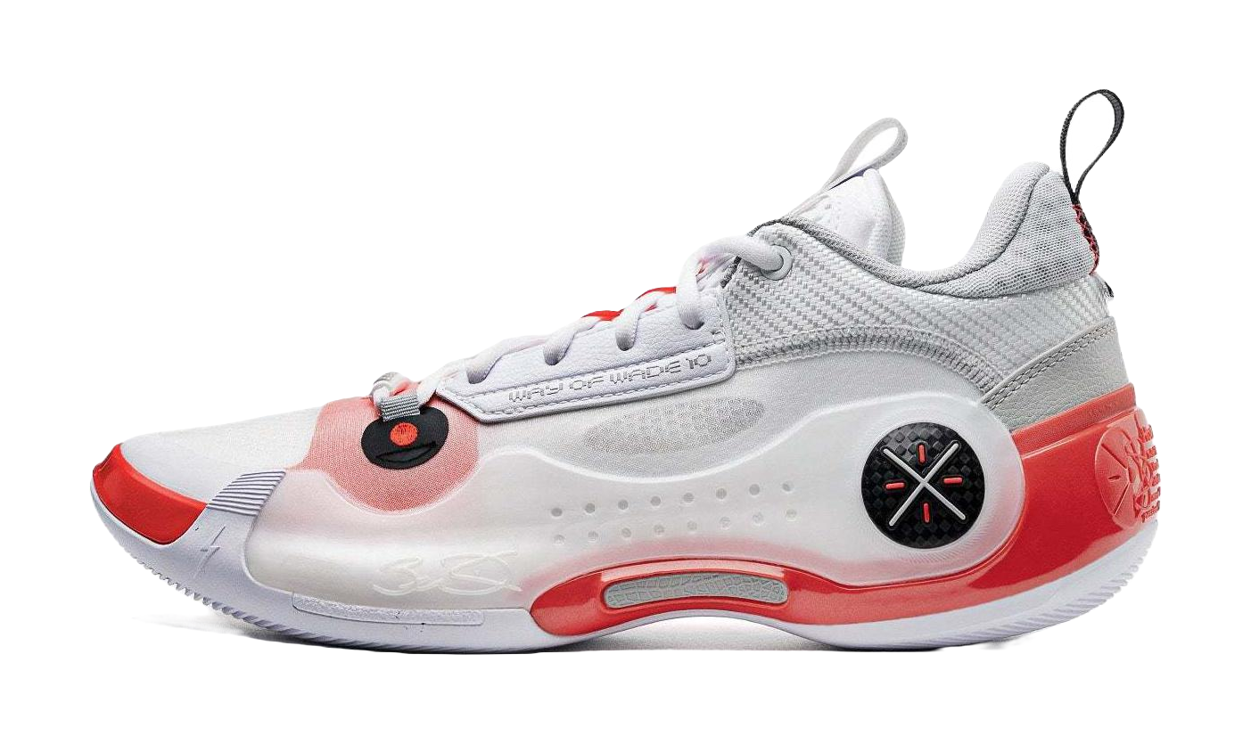 Li Ning Way Of Wade 10 Low Cushioning, Wear Resistant Low top Basketball Shoes Mens White Red  vjsneaker.com